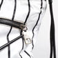 Black White Striped Polyester Drawstring Bag