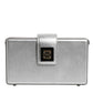 Metallic Silver DG BOX Leather Shoulder Strap Bag
