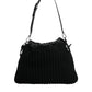 Black Cashmere Knitted Leather Shoulder Bag
