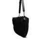 Black Cashmere Knitted Leather Shoulder Bag