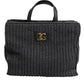 Black Large Knitted Crochet Shoulder Shopper DG Logo Bag