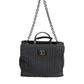 Black Large Knitted Crochet Shoulder Shopper DG Logo Bag