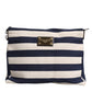 Blue White Stripes Logo Plaque Tote Bag