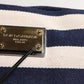 Blue White Stripes Logo Plaque Tote Bag