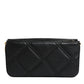 Black Leather Crystal Embellished Logo Shoulder Bag