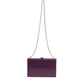 Purple Leather Clutch Evening Crossbody Bag