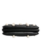 Black Leather Pearl Embellished Logo Shoulder Bag
