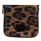Brown Leopard Print Dauphine Leather Zip Around Wallet