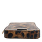 Brown Leopard Print Dauphine Leather Zip Around Wallet