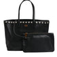 Black Crystal Leather Shopping Women Tote Bag