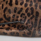 Brown Black Calfskin Leopard Print Shoulder Tote Bag