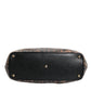 Brown Black Calfskin Leopard Print Shoulder Tote Bag
