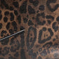 Brown Black Calfskin Leopard Print Shoulder Tote Bag