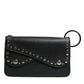 Black Small Leather Studded Shoulder Crossbody Bag