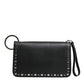 Black Small Leather Studded Shoulder Crossbody Bag