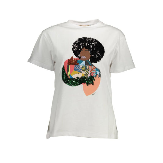 White Cotton Women T-Shirt