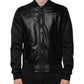 Black Lambskin Full Zip Biker Blouson Jacket