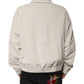 Beige Logo Applique Cotton Corduroy Full Zip Jacket