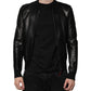 Black Lambskin Full Zip Biker Blouson Jacket