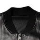 Black Leather Full Zip Biker Blouson Jacket