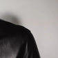 Black Leather Full Zip Biker Blouson Jacket