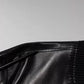 Black Leather Full Zip Biker Blouson Jacket