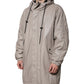 Beige Full Zip Hooded Long Sleeves Casual Coat Jacket