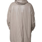 Beige Full Zip Hooded Long Sleeves Casual Coat Jacket