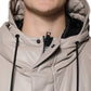 Beige Full Zip Hooded Long Sleeves Casual Coat Jacket