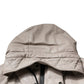 Beige Full Zip Hooded Long Sleeves Casual Coat Jacket