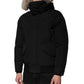 Black Hooded Long Sleeves Fur Shearling Coat Jacket