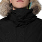 Black Hooded Long Sleeves Fur Shearling Coat Jacket