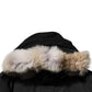 Black Hooded Long Sleeves Fur Shearling Coat Jacket