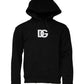 Black Logo Cotton Hooded Sweatshirt Sweater