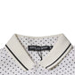 White Polka Dot Cotton Collared Polo T-shirt