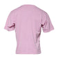 Pink Logo Print Cotton Crew Neck T-shirt