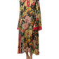 Multicolor Floral Silk Kaftan Maxi Dress