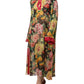 Multicolor Floral Silk Kaftan Maxi Dress