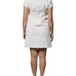 White Crystal Embellished Jacquard Brocade Mini Dress