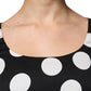 Black White Silk Polka Dots Sheath Midi Dress