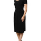 Black Viscose Short Sleeves Sheath Midi Dress