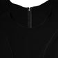Black Viscose Short Sleeves Sheath Midi Dress