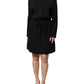 Black Viscose Long Sleeves A-line Mini Dress