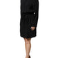 Black Viscose Long Sleeves A-line Mini Dress