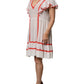 White Viscose Ruffle Sleeves A-line Pleated Mini Dress