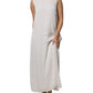 White Sleeveless Round Neck Shift Long Maxi Dress