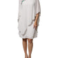 White Floral Embroidery Viscose Chiffon Shift Dress