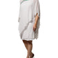 White Floral Embroidery Viscose Chiffon Shift Dress