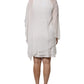 White Floral Embroidery Viscose Chiffon Shift Dress