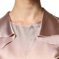 Pink Satin Long Sleeves Sheath Wrap Mini Dress